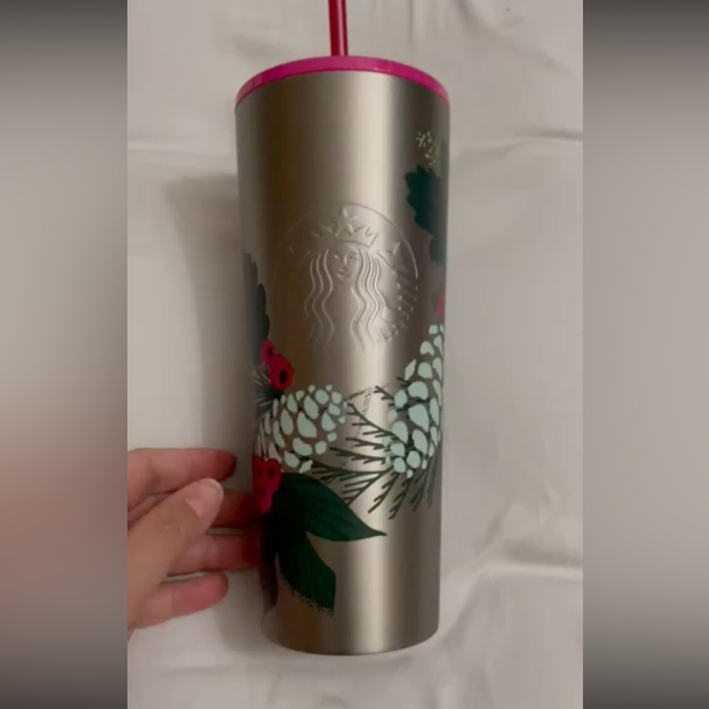 NWT 2020 Starbucks Christmas Limited Edition Pink Stainless Steel Tumbler 24 oz